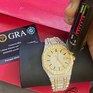 Gold and Silver Moissanite Watch